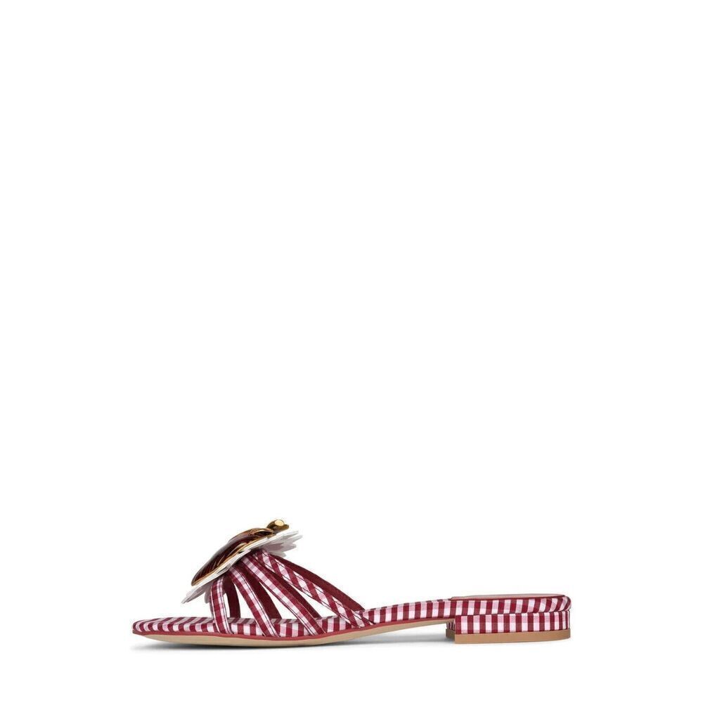 New Jeffrey Campbell Womens Abeegail Gingham Strawberry Slide Sandals Sz 10 - Picture 3 of 6